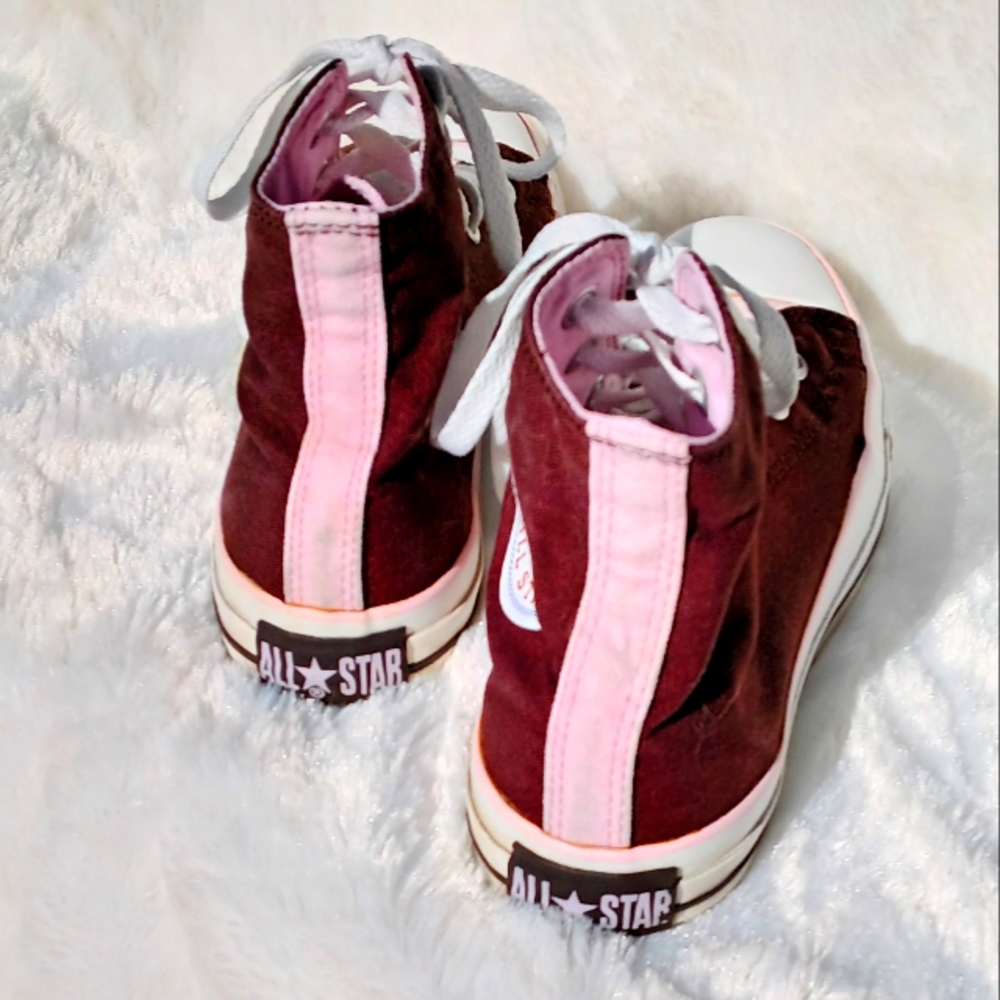 Converse Chuck Taylor All Star high top brown & pink sneakers size 8